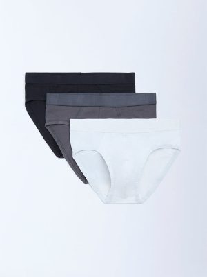WES Lounge White Cotton Briefs - Pack of 3