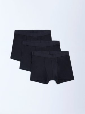 WES Lounge Black Cotton Trunks - Pack of 3