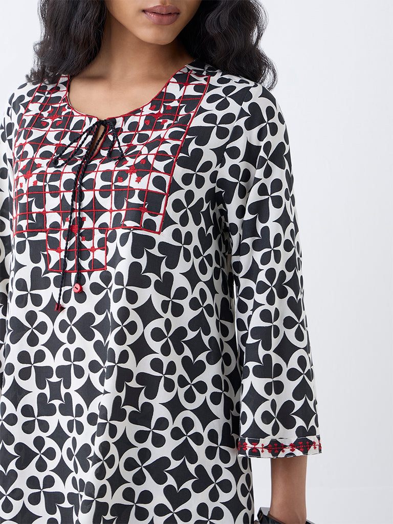 Utsa Black Printed Tunic - Image 3