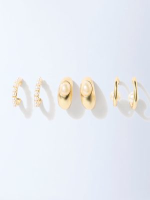 Westside Accessories Gold Pearlescent Hoop Earrings - Pack o f 3