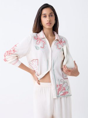 LOV Off-White Embroidered Shirt