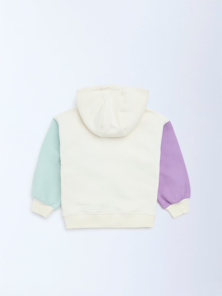 HOP Kids Off-White Colour-Blocked Hoodie - Image 3