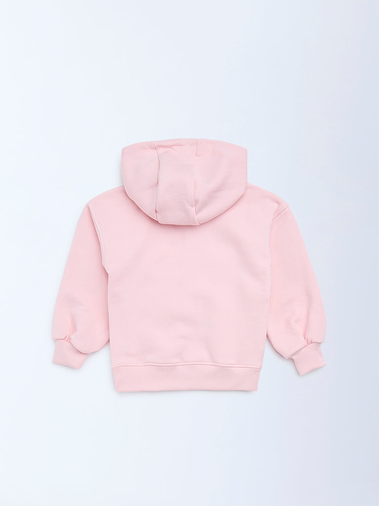 HOP Kids Pink Animal Design Cotton-Blend Hoodie - Image 3
