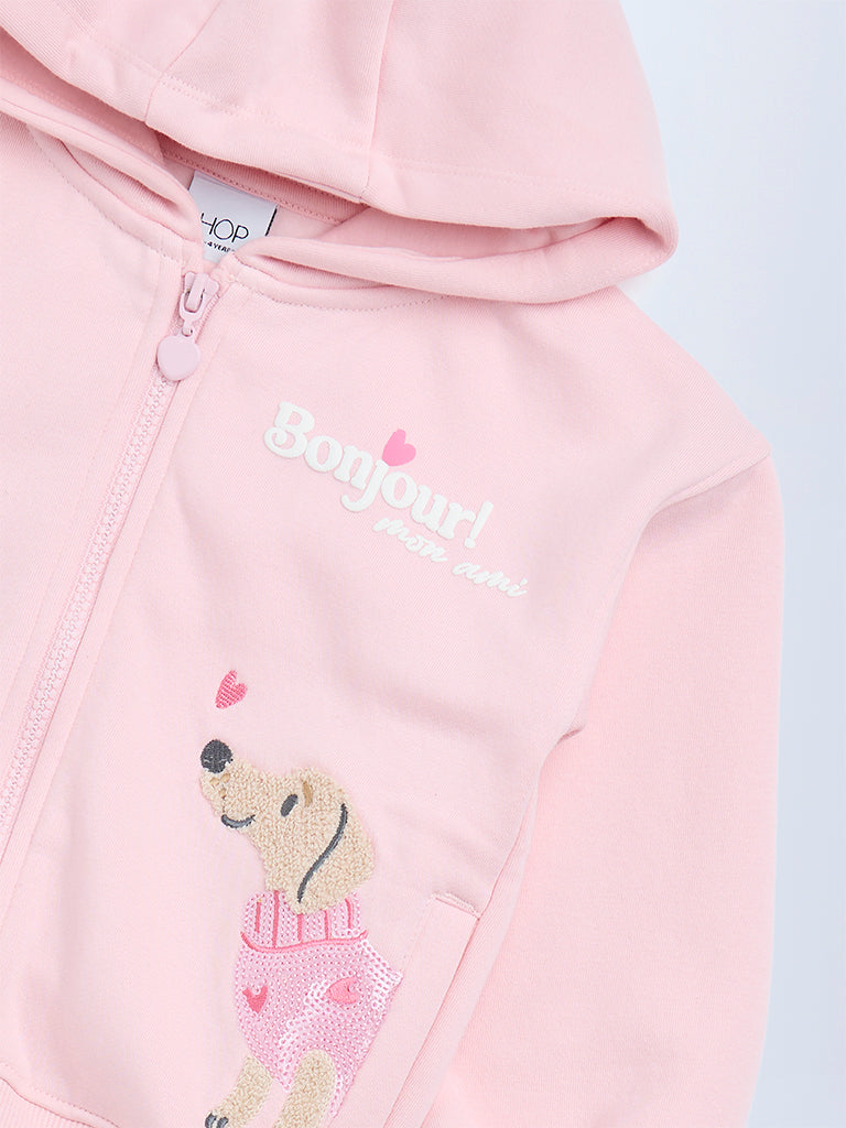 HOP Kids Pink Animal Design Cotton-Blend Hoodie - Image 4