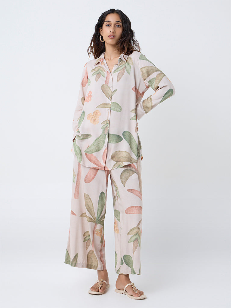 Utsa Beige Botanical Printed Tunic - Image 2