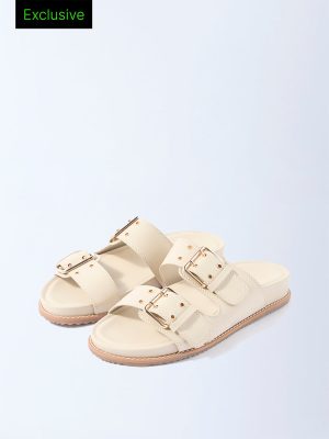 LUNA BLU Ivory Buckle-Detailed Comfort Sandals - Exclusive