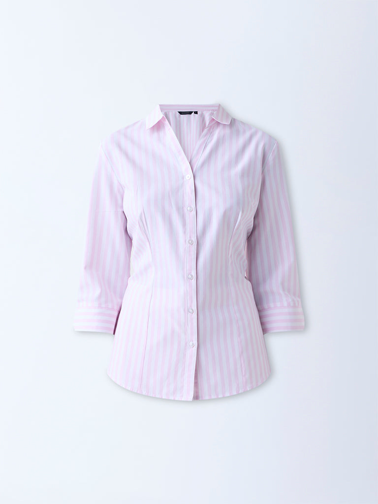 Wardrobe Pink Striped Shirt - Image 5