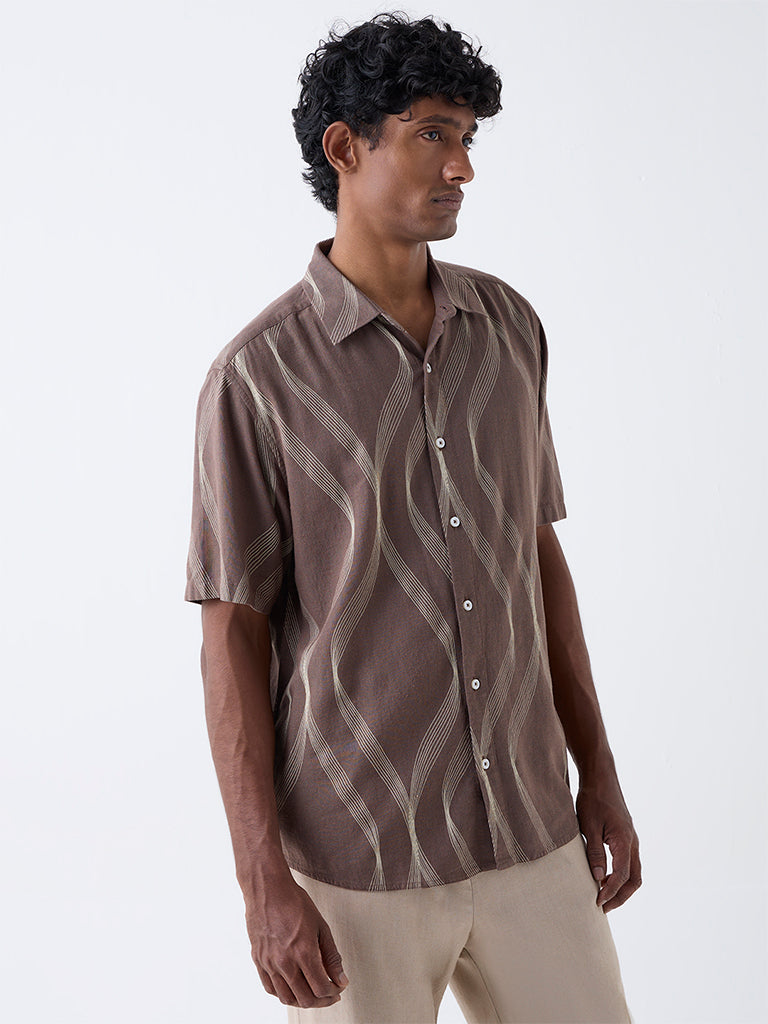 Ascot Brown Abstract Patterns Relaxed-Fit Shirt - Image 2