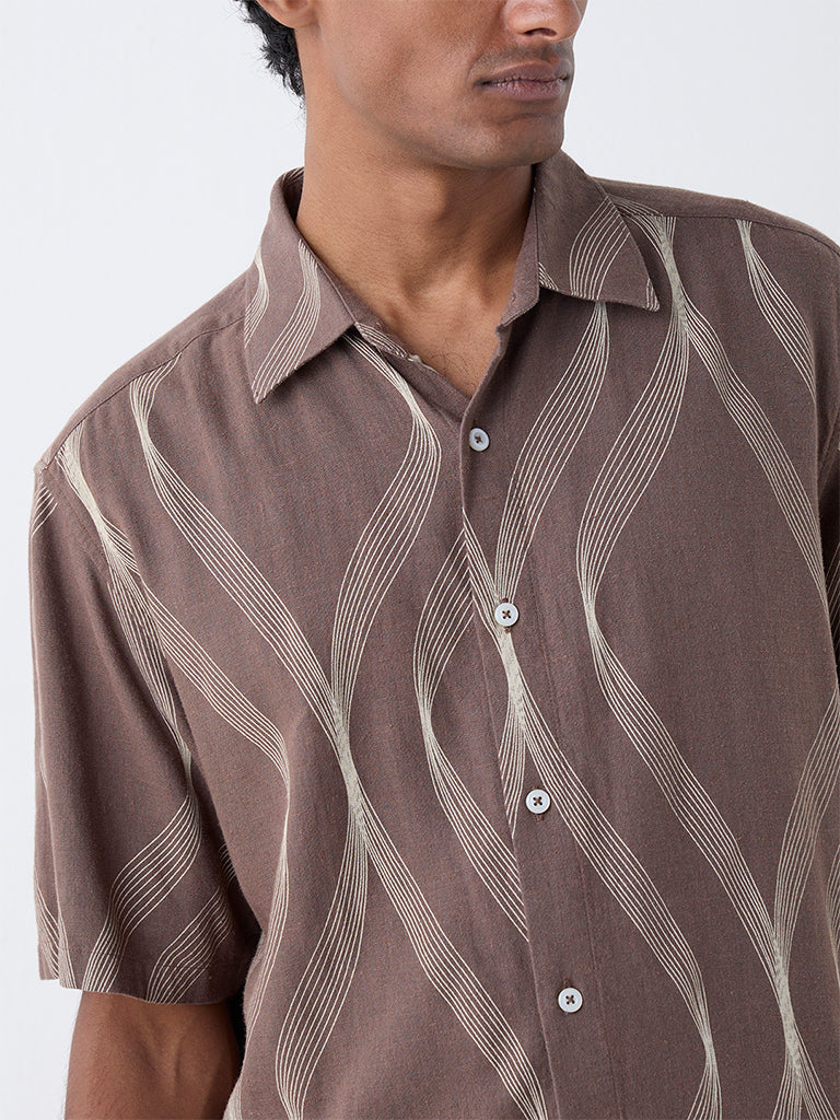 Ascot Brown Abstract Patterns Relaxed-Fit Shirt - Image 3
