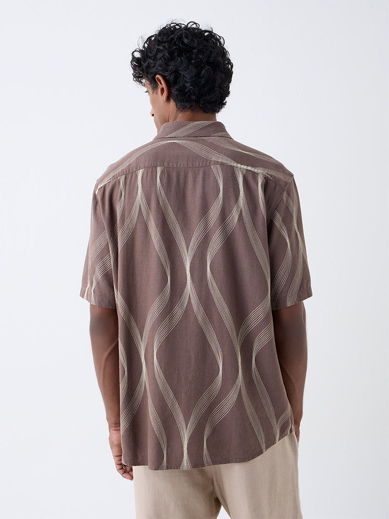Ascot Brown Abstract Patterns Relaxed-Fit Shirt - Image 4