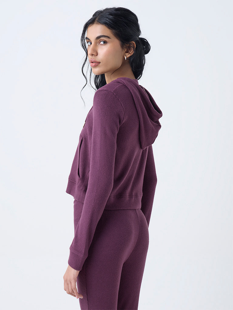 Superstar Burgundy Ribbed-Textured Jacket - Image 4