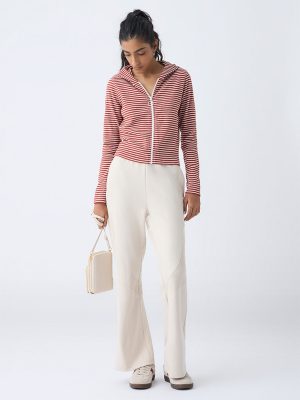 Studiofit Rust Striped Cotton-Blend Hooded Jacket