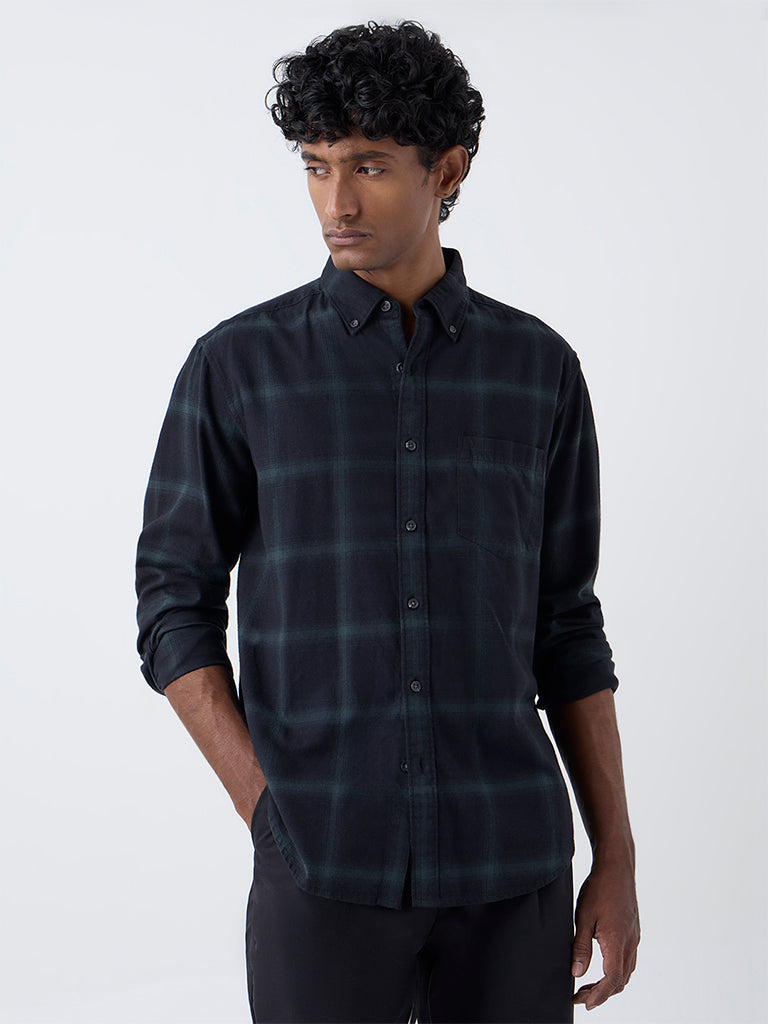 WES Casuals Black Checkered Relaxed-Fit Cotton Shirt - Image 2