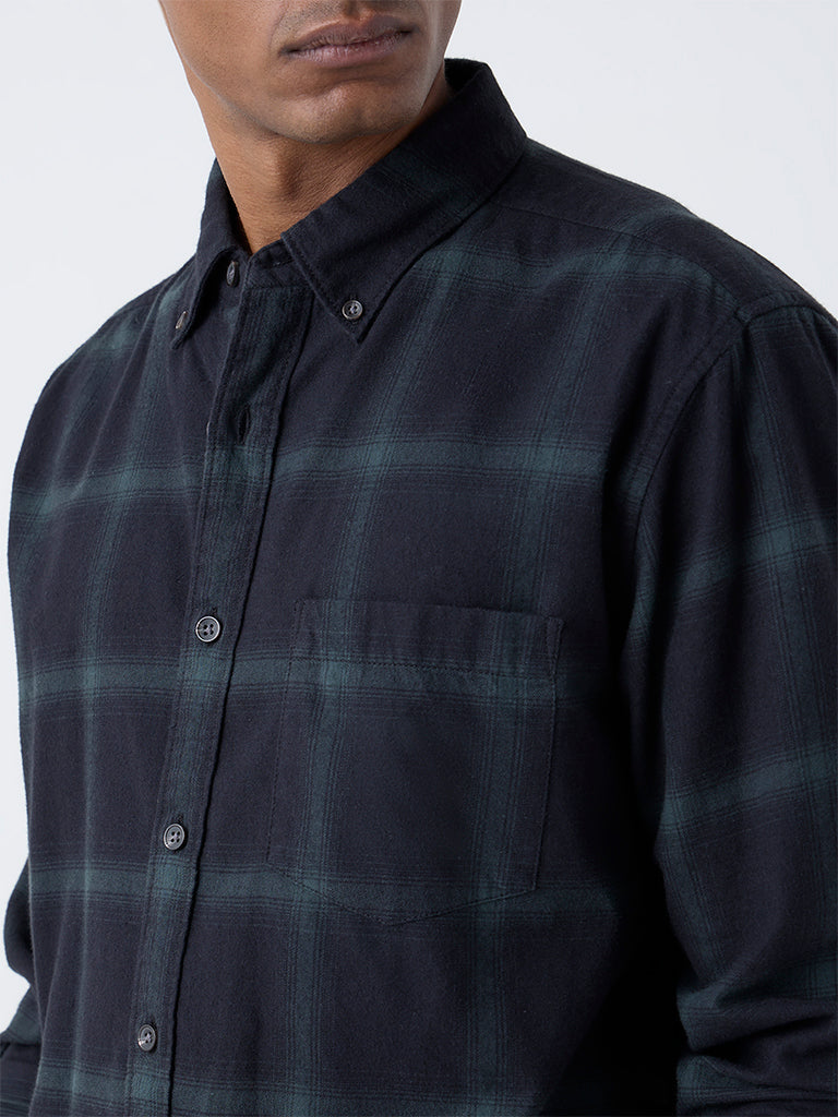 WES Casuals Black Checkered Relaxed-Fit Cotton Shirt - Image 3