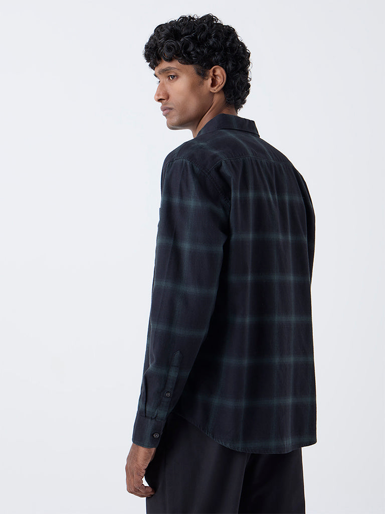 WES Casuals Black Checkered Relaxed-Fit Cotton Shirt - Image 4