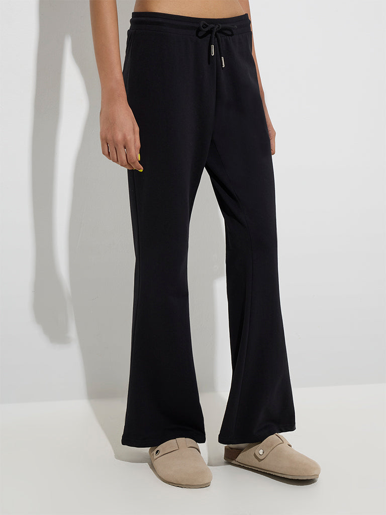 Superstar Black Bootcut High-Rise Cotton-Blend Pants - Image 2