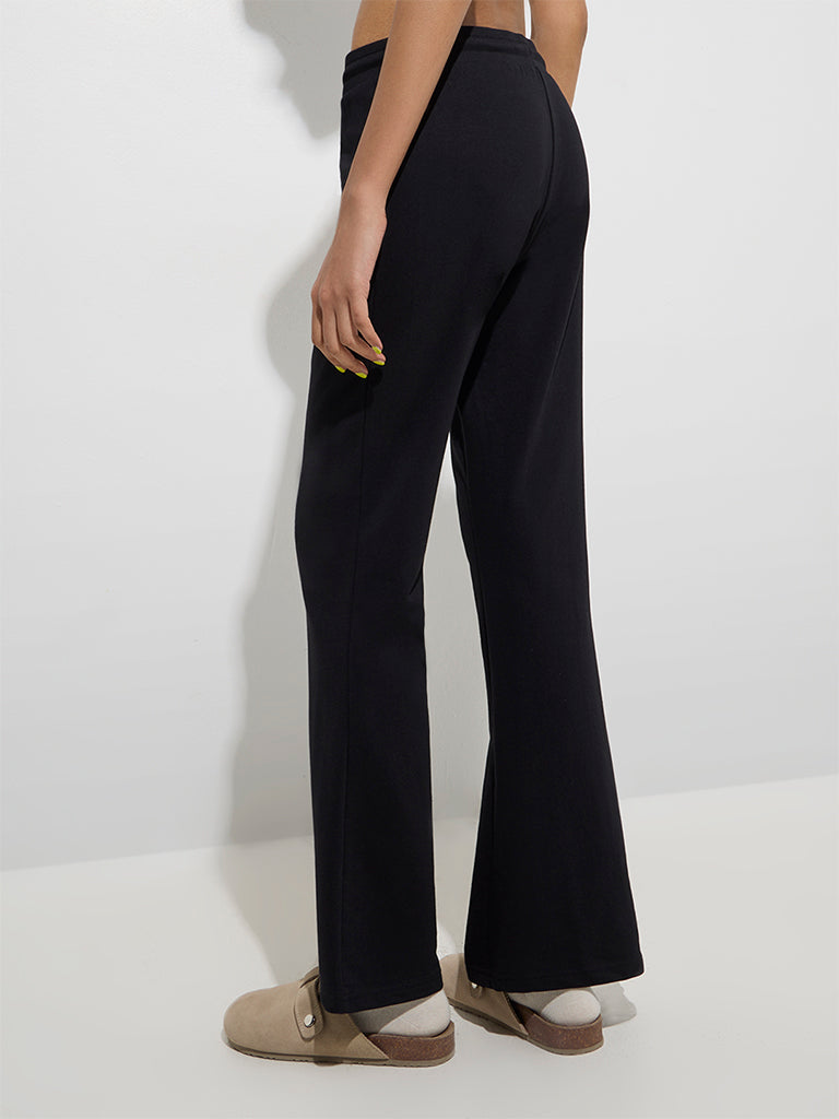 Superstar Black Bootcut High-Rise Cotton-Blend Pants - Image 4