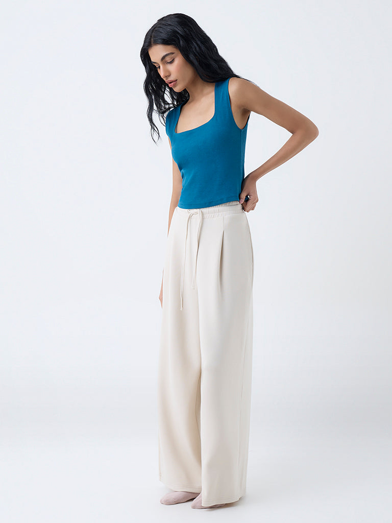 Superstar Teal Solid Cotton-Blend Tank Top - Image 2