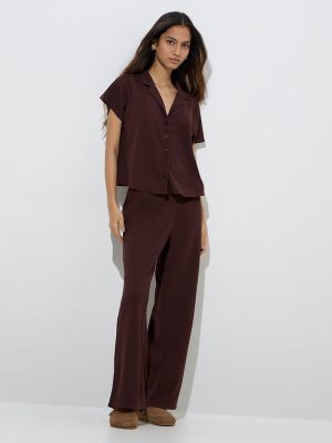 Superstar Brown Waffle-Textured Shirt