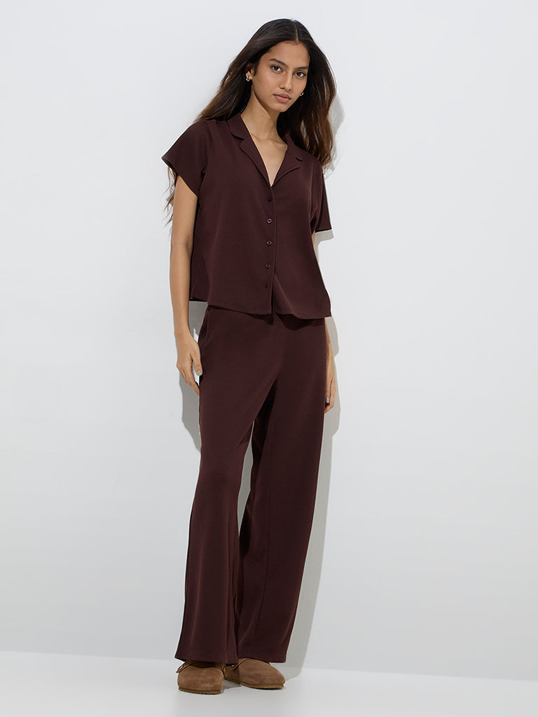 Superstar Brown Waffle-Textured Shirt