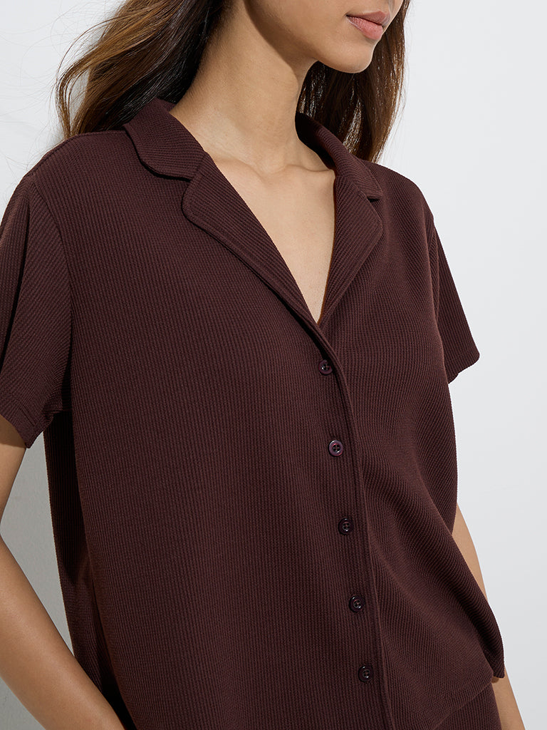 Superstar Brown Waffle-Textured Shirt - Image 3