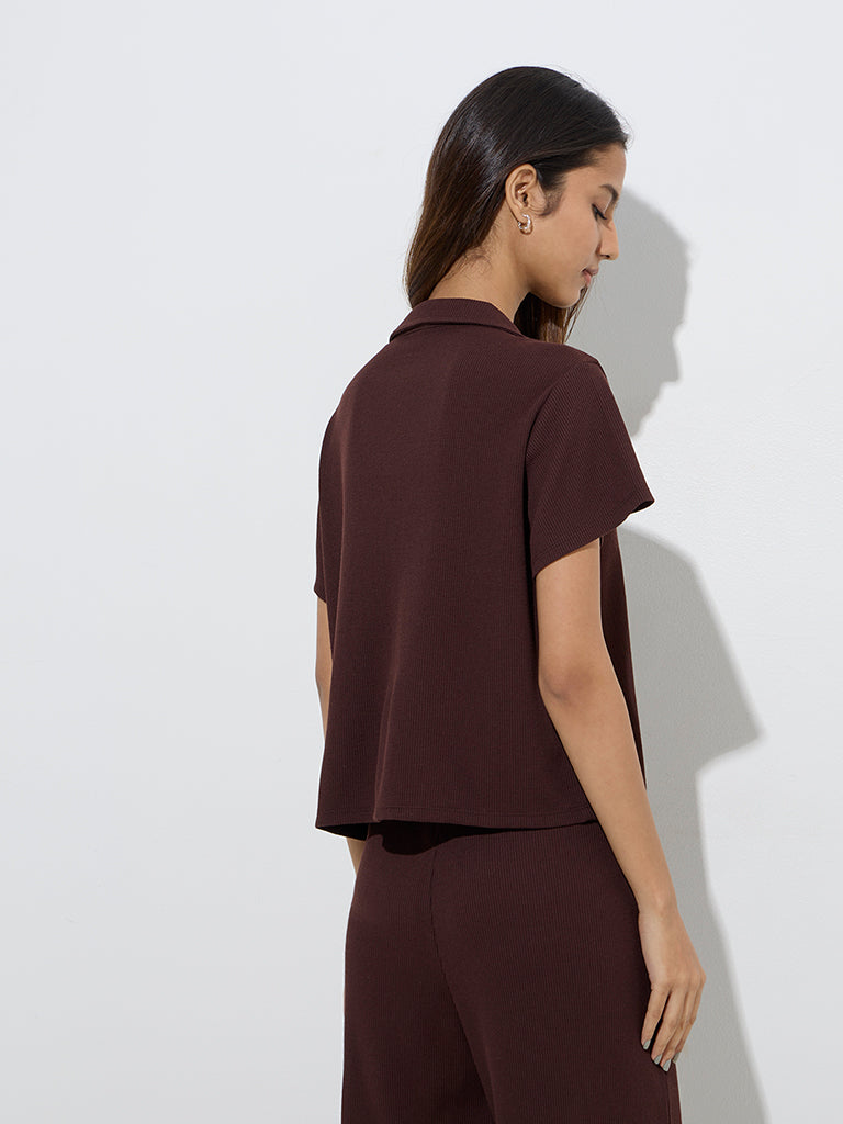 Superstar Brown Waffle-Textured Shirt - Image 4