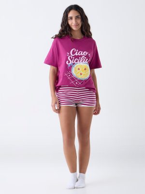 Superstar Magenta Printed Cotton T-Shirt