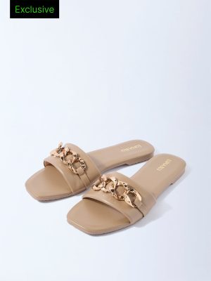 LUNA BLU Taupe Hardware-Detailed Slides - Exclusive