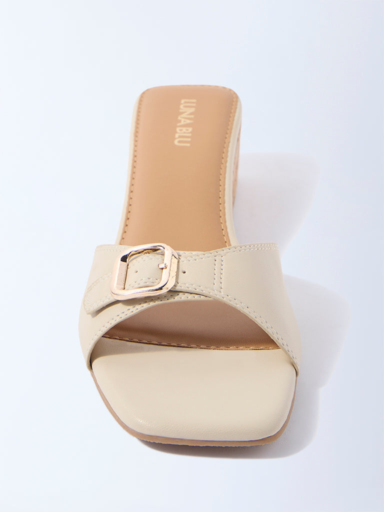 LUNA BLU Ivory Buckle-Detailed Wedge-Heel Sandals - Exclusive - Image 3