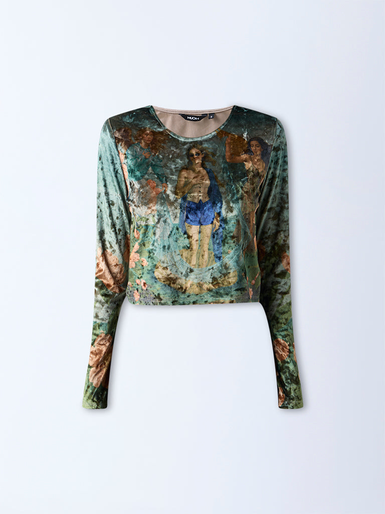 Nuon Multicolour Printed Velvet Top - Image 5