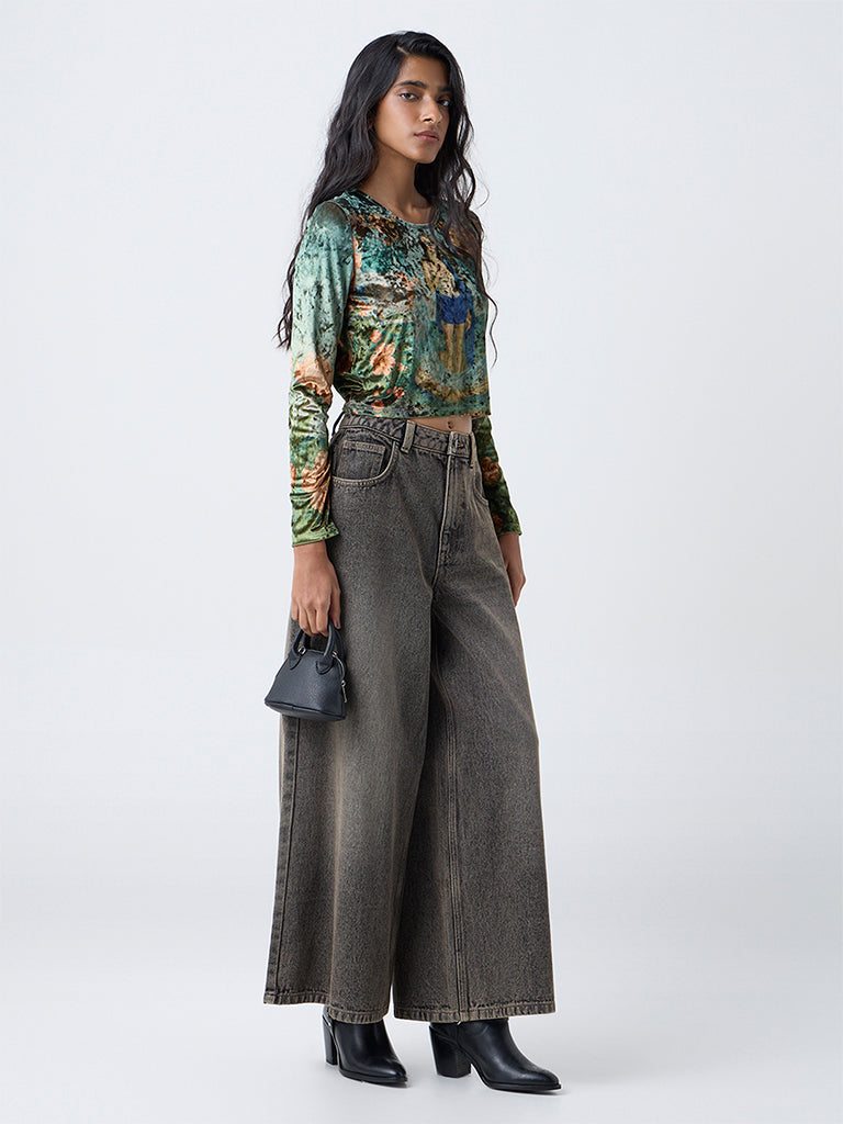 Nuon Multicolour Printed Velvet Top