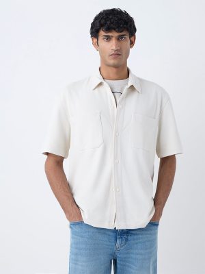 WES Casuals Off-White Relaxed-Fit Shirt