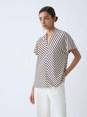 Wardrobe Brown Striped Blouse