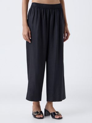 Zuba Black Solid Pants
