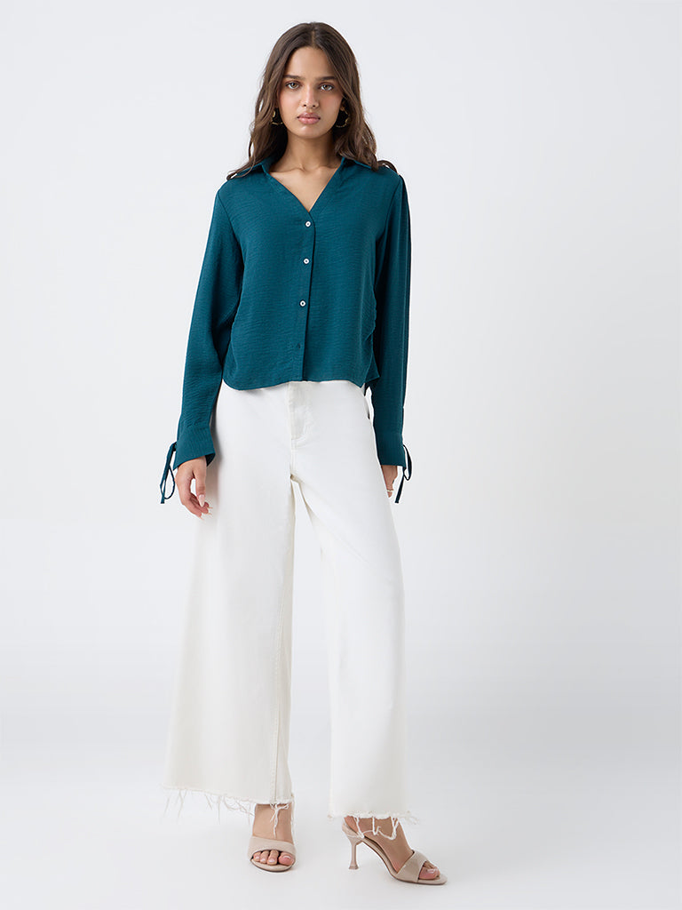LOV Teal Textured Shirt - Image 2