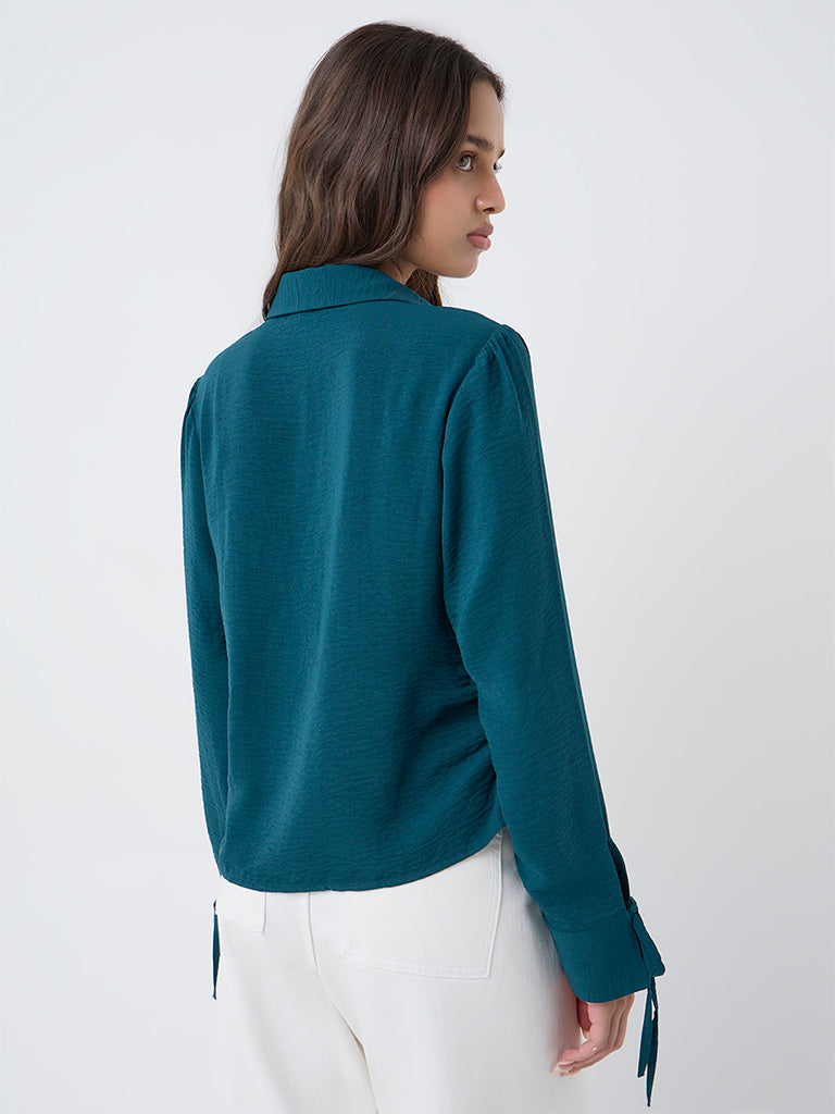 LOV Teal Textured Shirt - Image 4