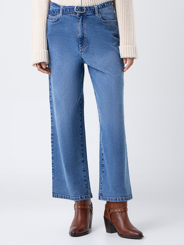 LOV Light Blue Relaxed-Fit High-Rise Jeans with Belt - Image 2