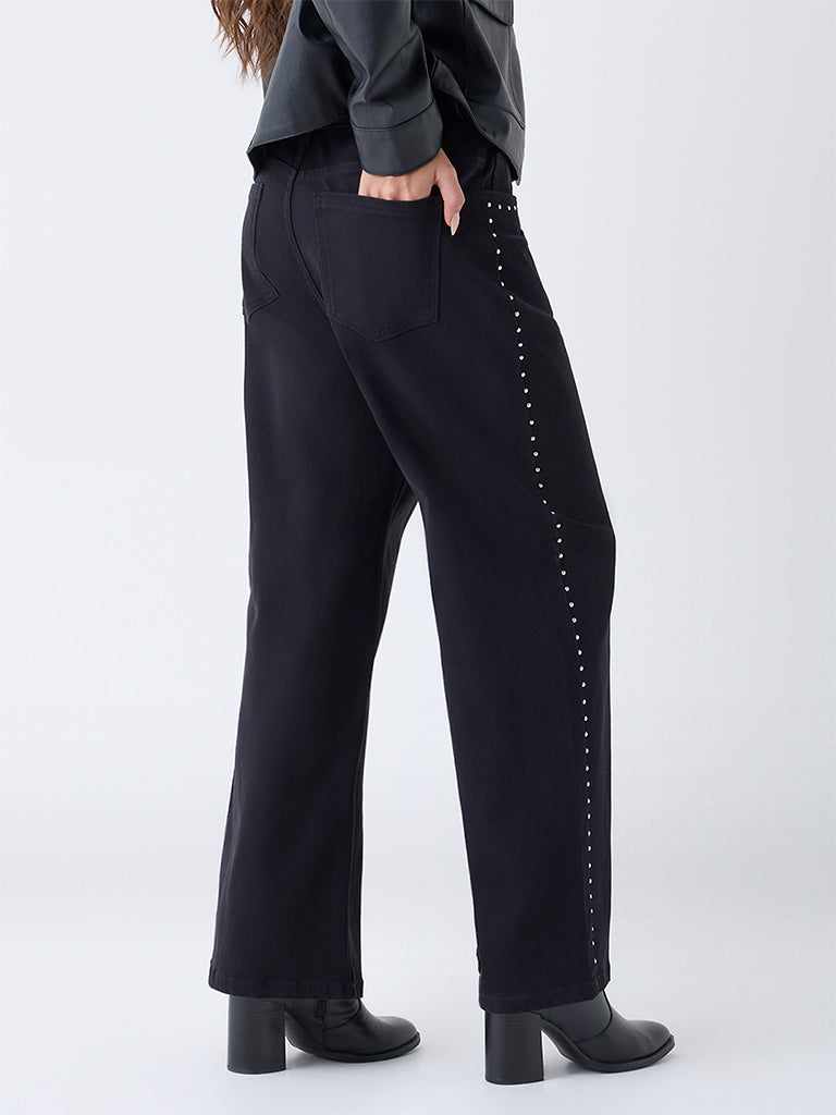 LOV Black Embellished Relaxed-Fit High-Rise Jeans - Image 4