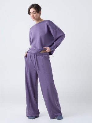 Wunderlove Purple Solid High-Rise Pants