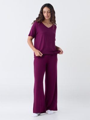 Wunderlove Plum Solid High-Rise Pants