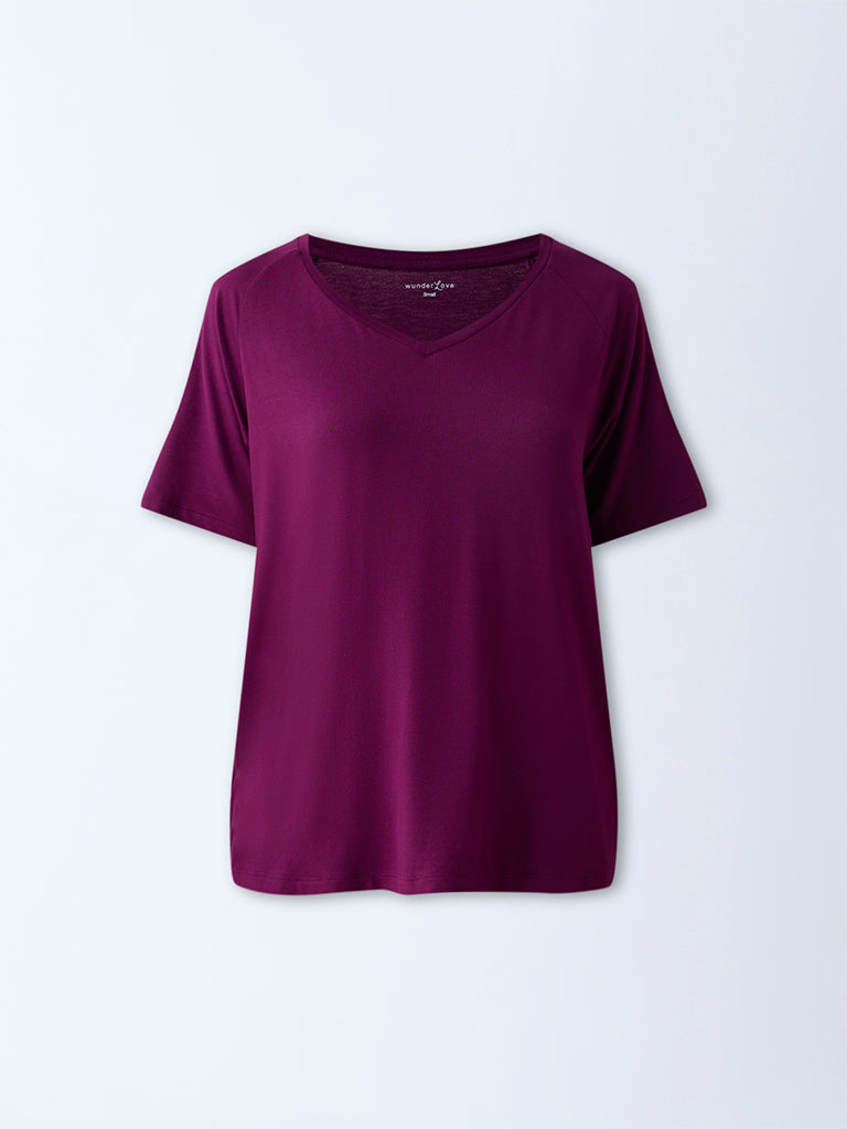 Wunderlove Plum Solid T-Shirt - Image 5