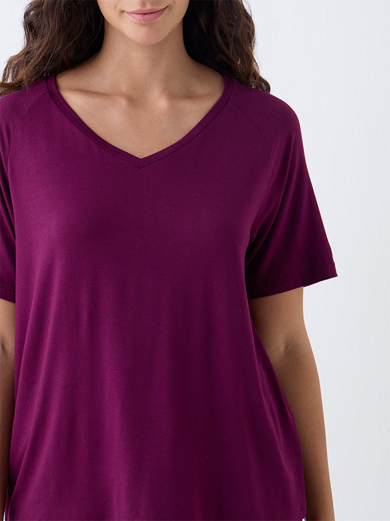 Wunderlove Plum Solid T-Shirt - Image 3