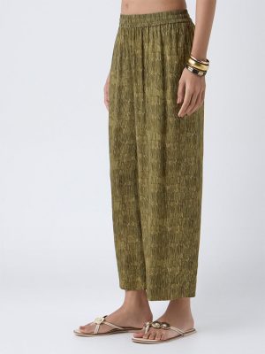 Utsa Green Printed Pants