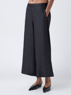 Zuba Black Solid Palazzos