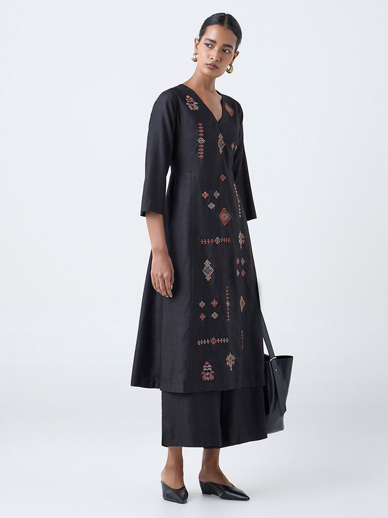 Zuba Black Solid Palazzos - Image 2