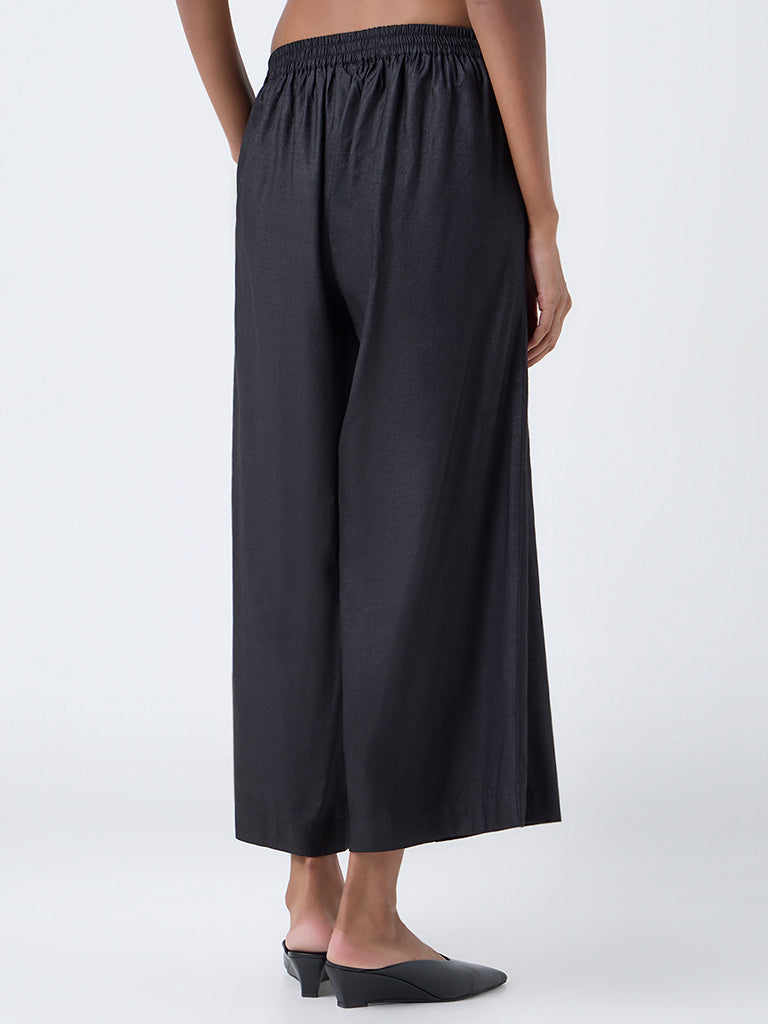 Zuba Black Solid Palazzos - Image 4