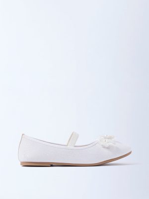 Yellow White Floral Detailed Mary Jane Shoes