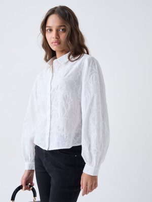 LOV White Embroidered Cotton Shirt