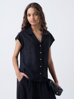 LOV Black Solid Shirt