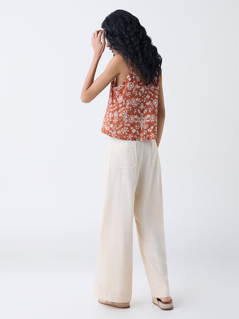 Bombay Paisley Off-White Solid Pants - Image 4